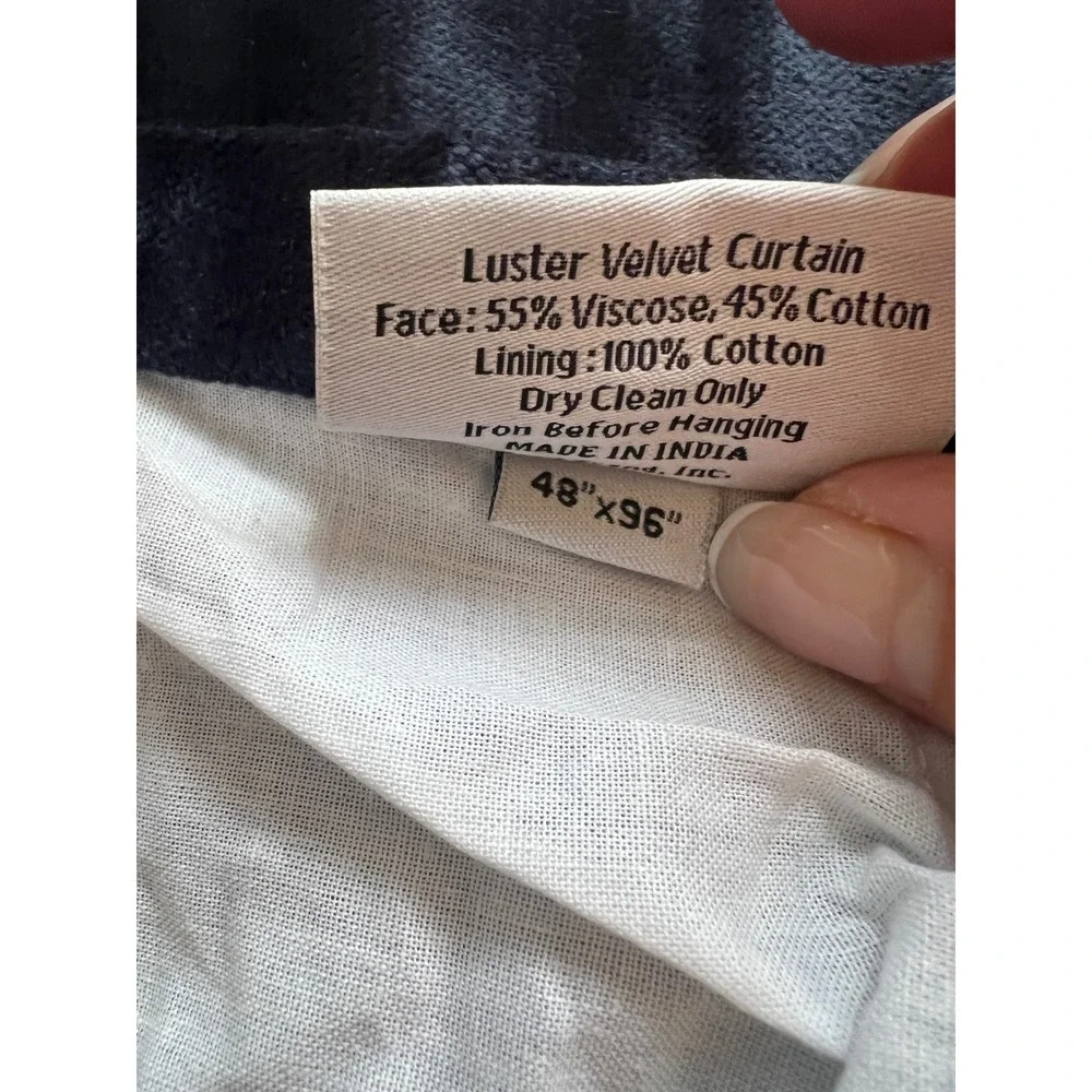 NWOT QUINCE Navy Luster Velvet Room Darkening Curtain Single Panel 48X96